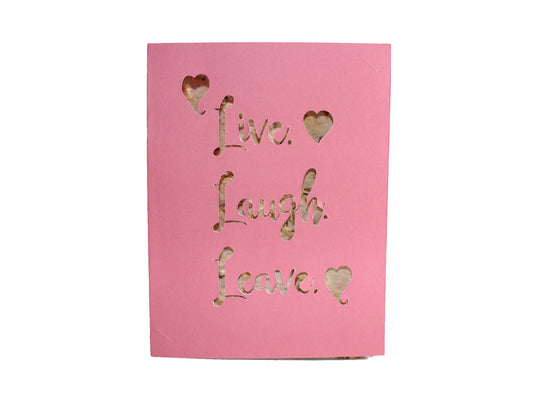 Live. Laugh. Leave. card, pack of 5 cards with plantable seed paper and envelopes