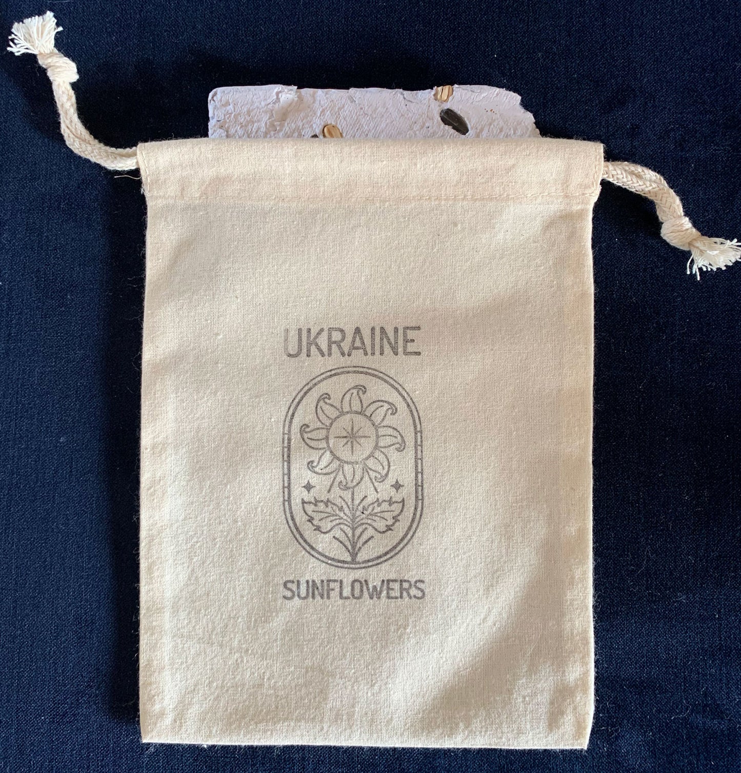 Sunflower seed paper and reusable produce bag for Ukraine